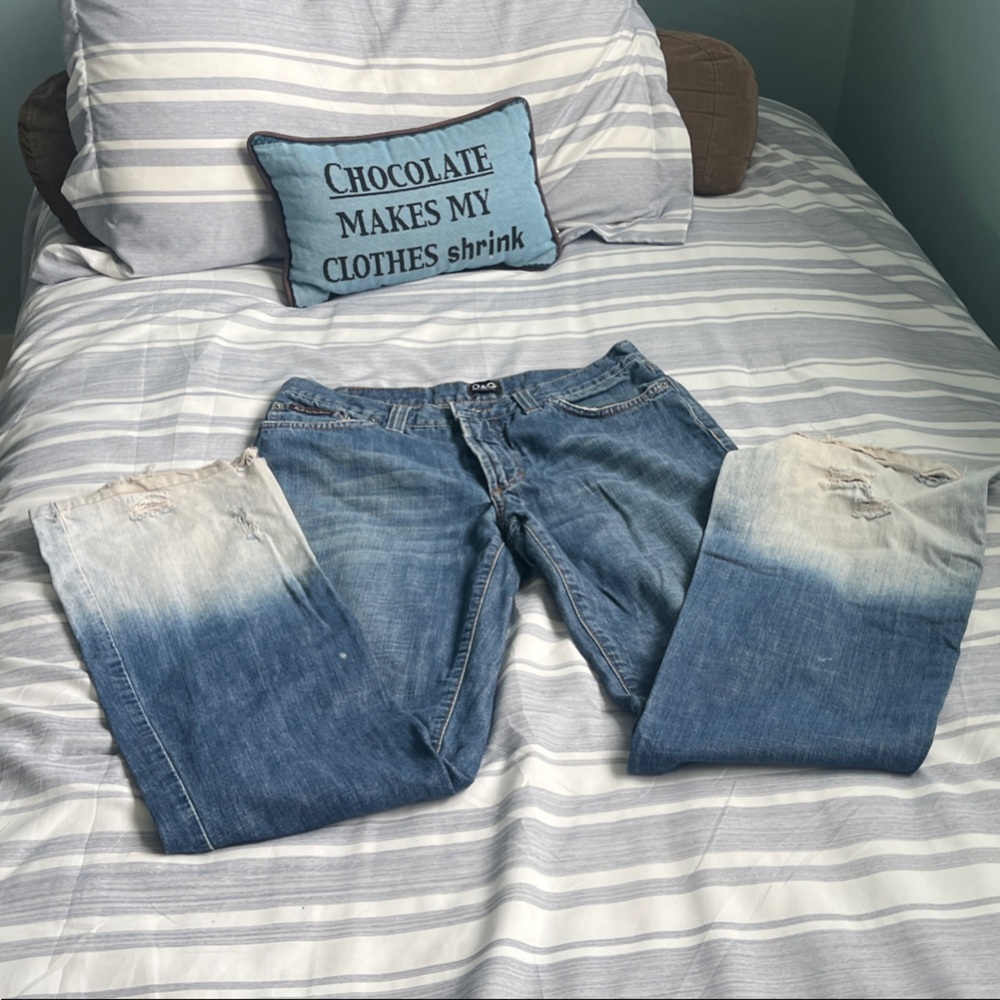 Dolce & Gabbana Blue Ombre Wide Leg Jeans